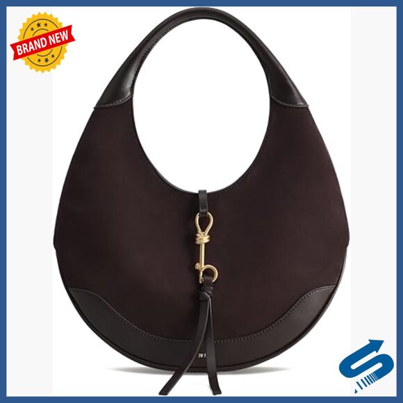 Faux Suede Hobo Bag with Gold Hardware Fits iPhone 16 Pro Max